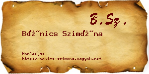 Bénics Szimóna névjegykártya